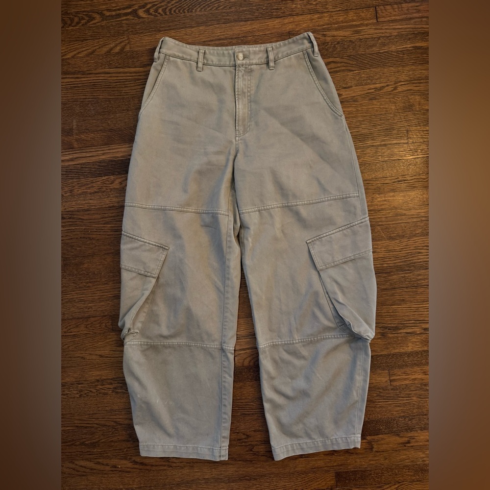 Frame Denim Wide Leg Army Green Cargo Bubble Pants in Sage Size 27 - Picture 7 of 9